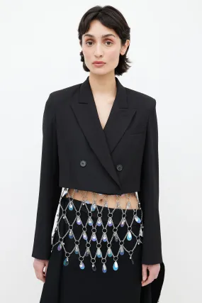 2017 Black Cropped Double Breasted Blazer