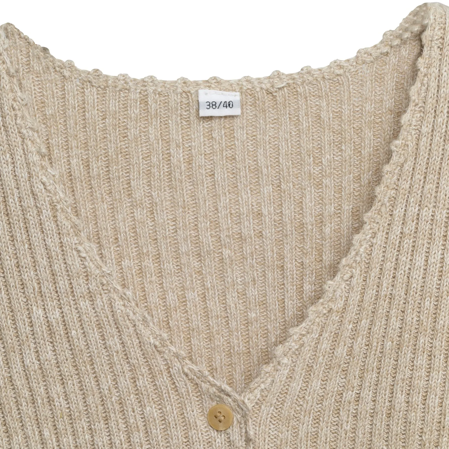 2x2 Rib Stitch Ramie Blend Scallop V-Neck Vest