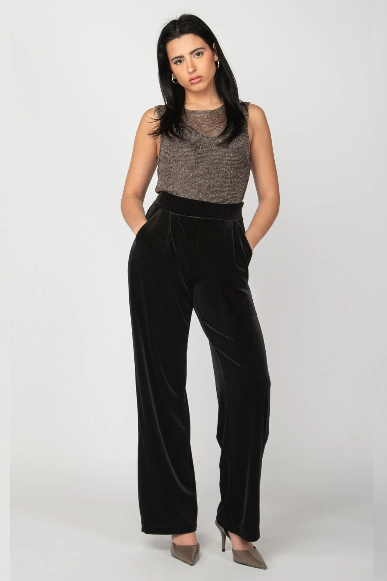 Alanna Wide Leg Velour Pant