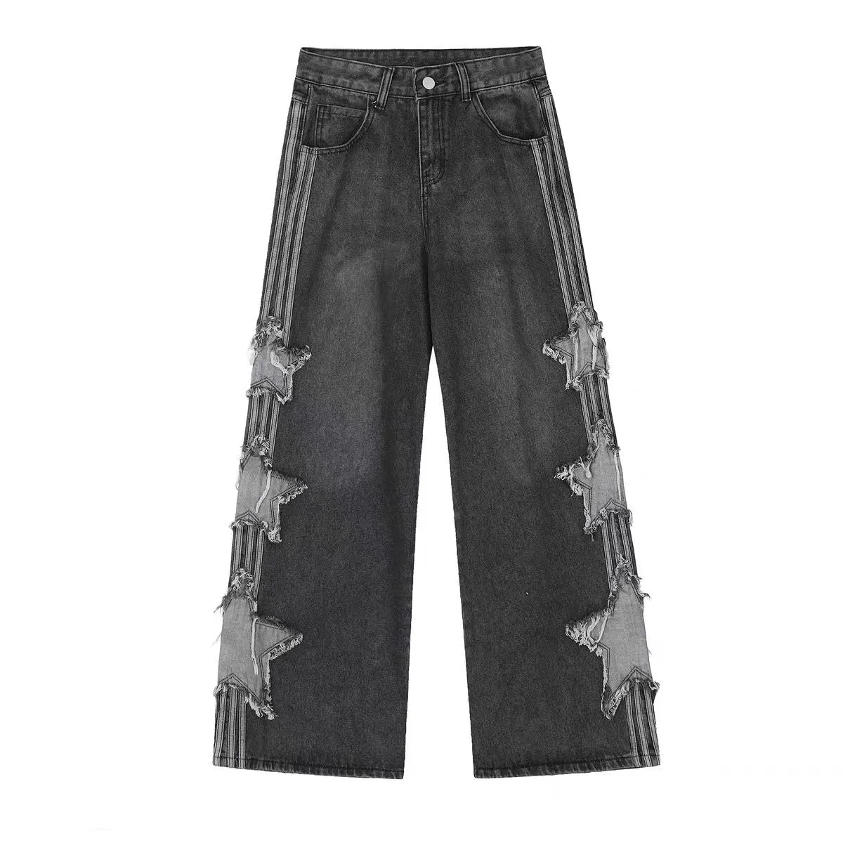American Retro Star Patch Wide Leg Jeans