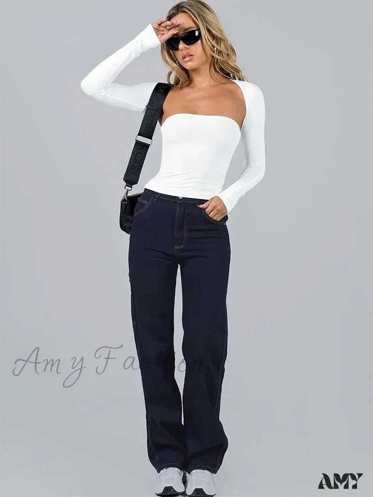 AMY FASHION - Sexy Bra Tie Waist Long Sleeve Tight Cover Crop Top
