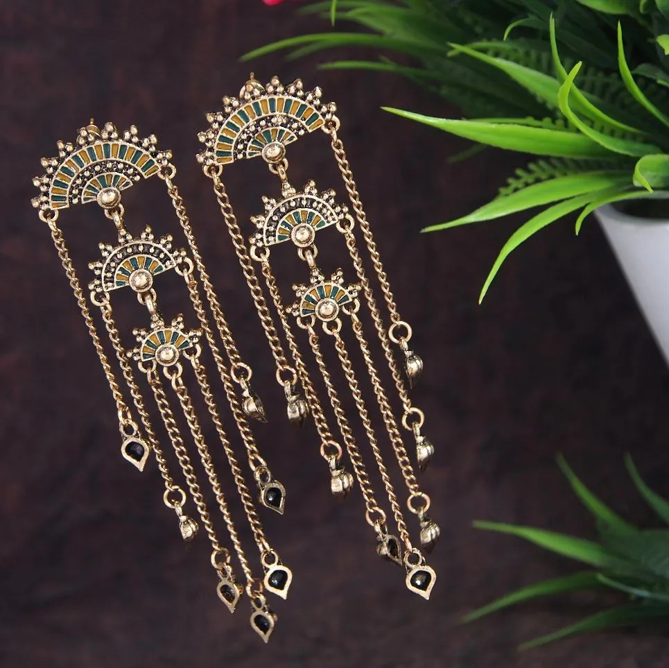 Antique Gold Plated Mandala Tassel Earring