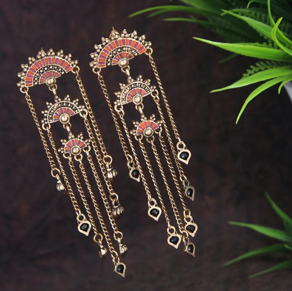 Antique Gold Plated Mandala Tassel Earring