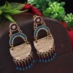 Antique Gold/Silver Plated Multi Coloured Chandbali Dangle Earring