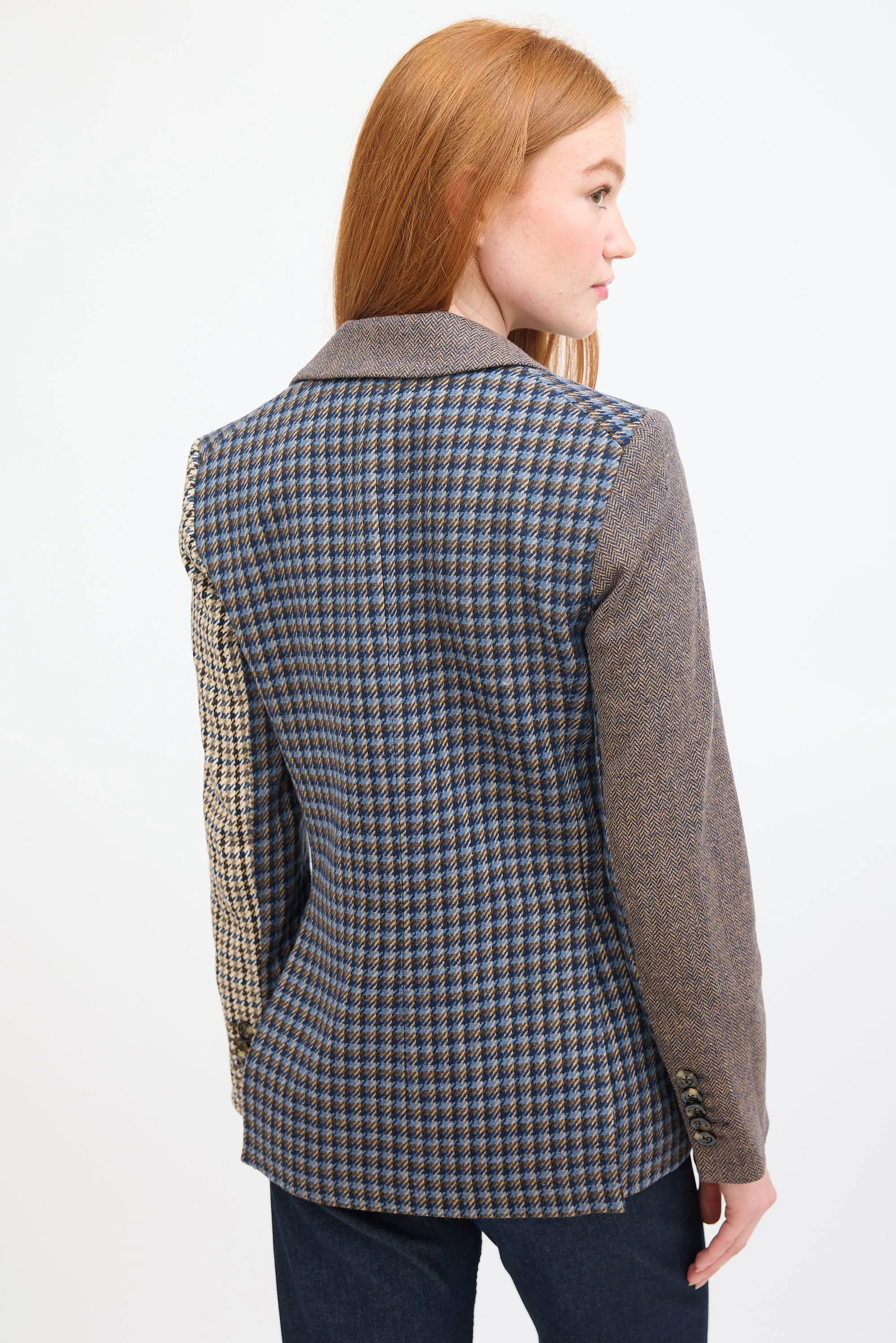 Blue & Multi Mixed Pattern Faustine Dickey Blazer