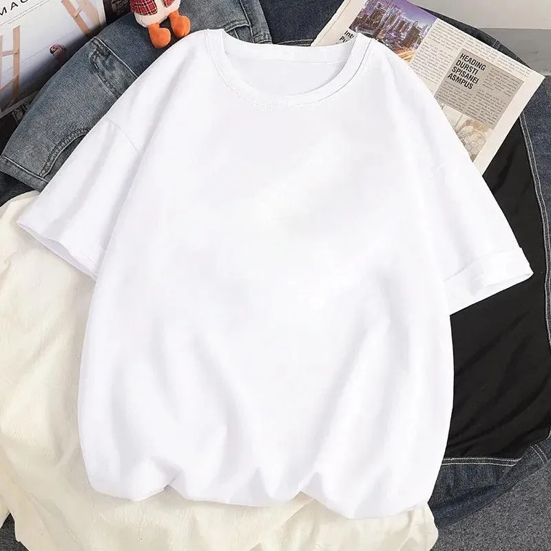 Cartoon Couple Print Harajuku T-Shirts for Women