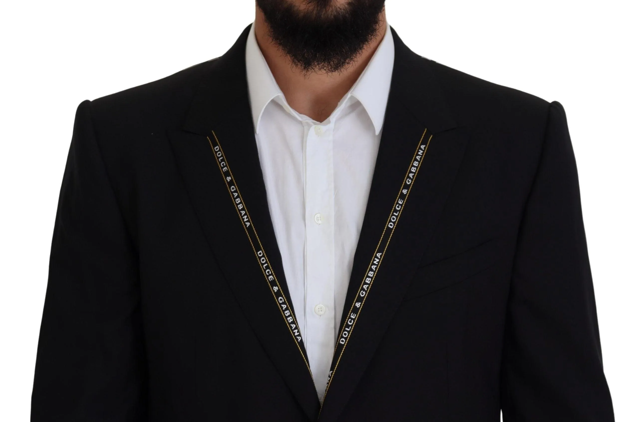 Dolce & Gabbana Black Wool Stretch Slim Fit Jacket Blazer