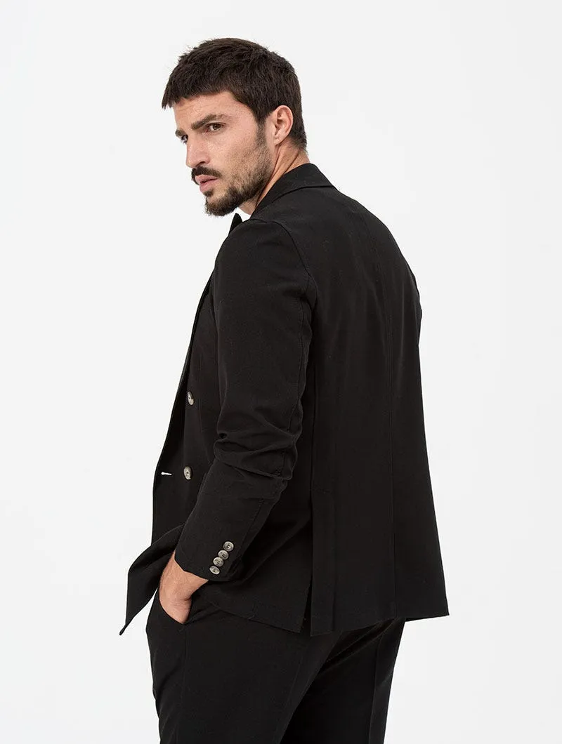 LINCOLN DOUBLE BREASTED BLAZER IN BLACK