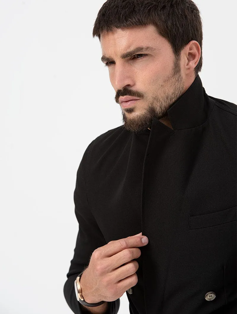 LINCOLN DOUBLE BREASTED BLAZER IN BLACK