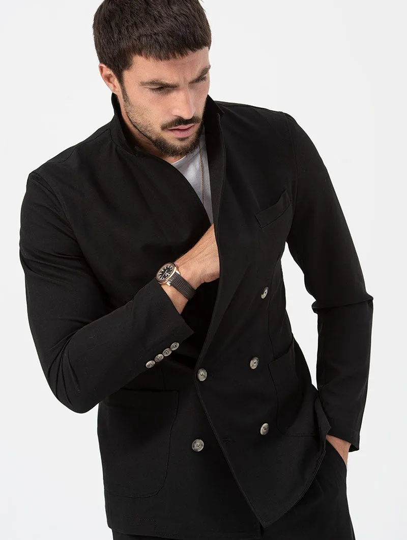 LINCOLN DOUBLE BREASTED BLAZER IN BLACK
