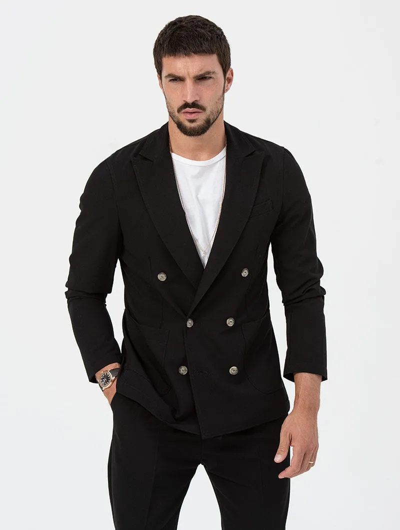 LINCOLN DOUBLE BREASTED BLAZER IN BLACK