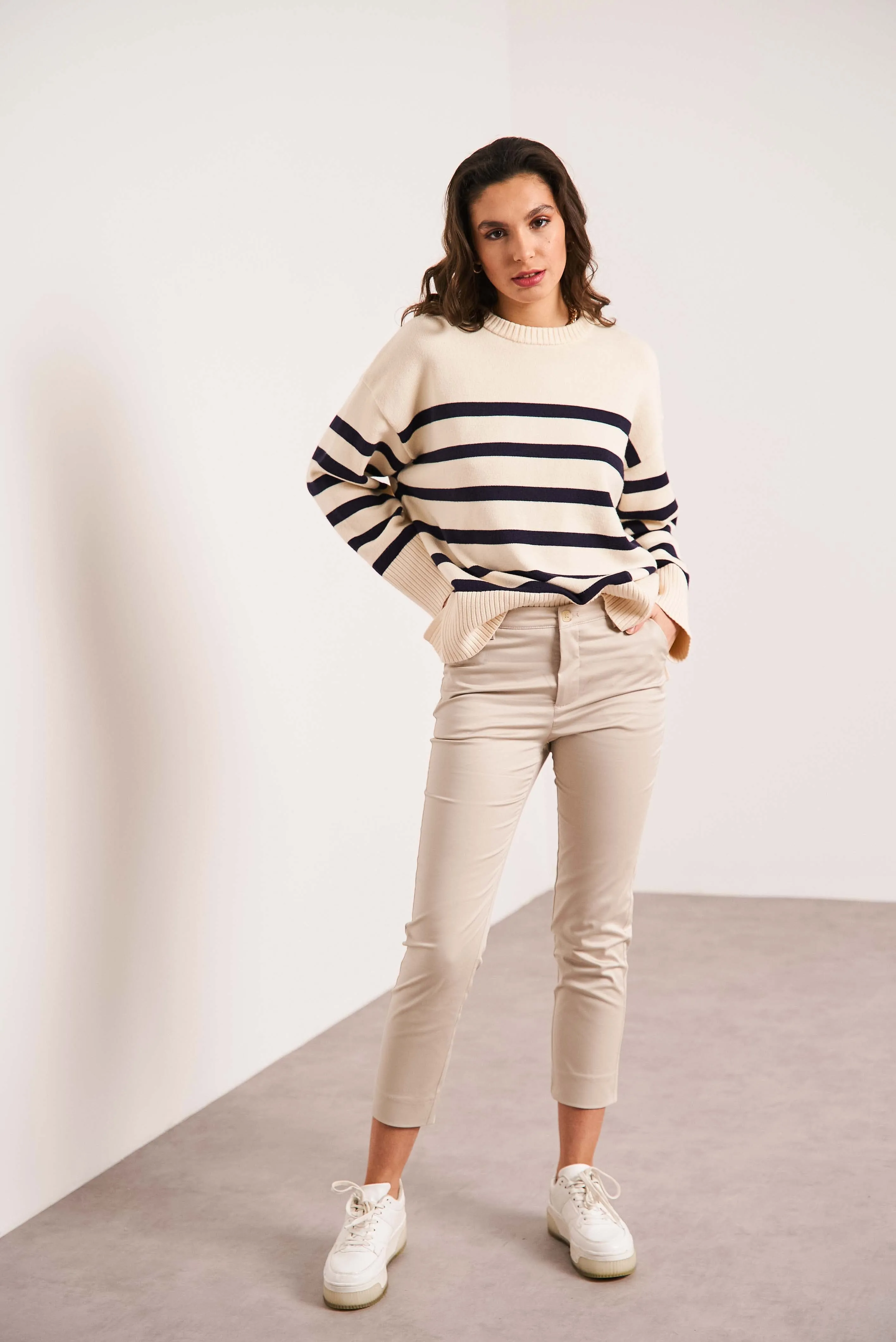 Oraije  Beige Straight Cut Chinos Claire