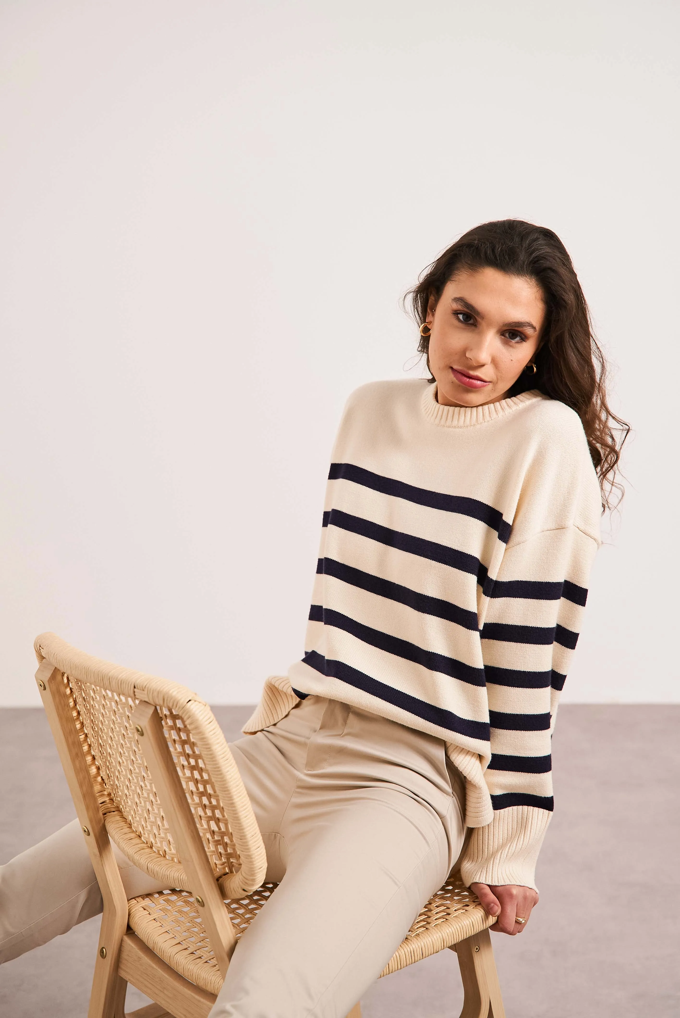 Oraije  Beige Straight Cut Chinos Claire