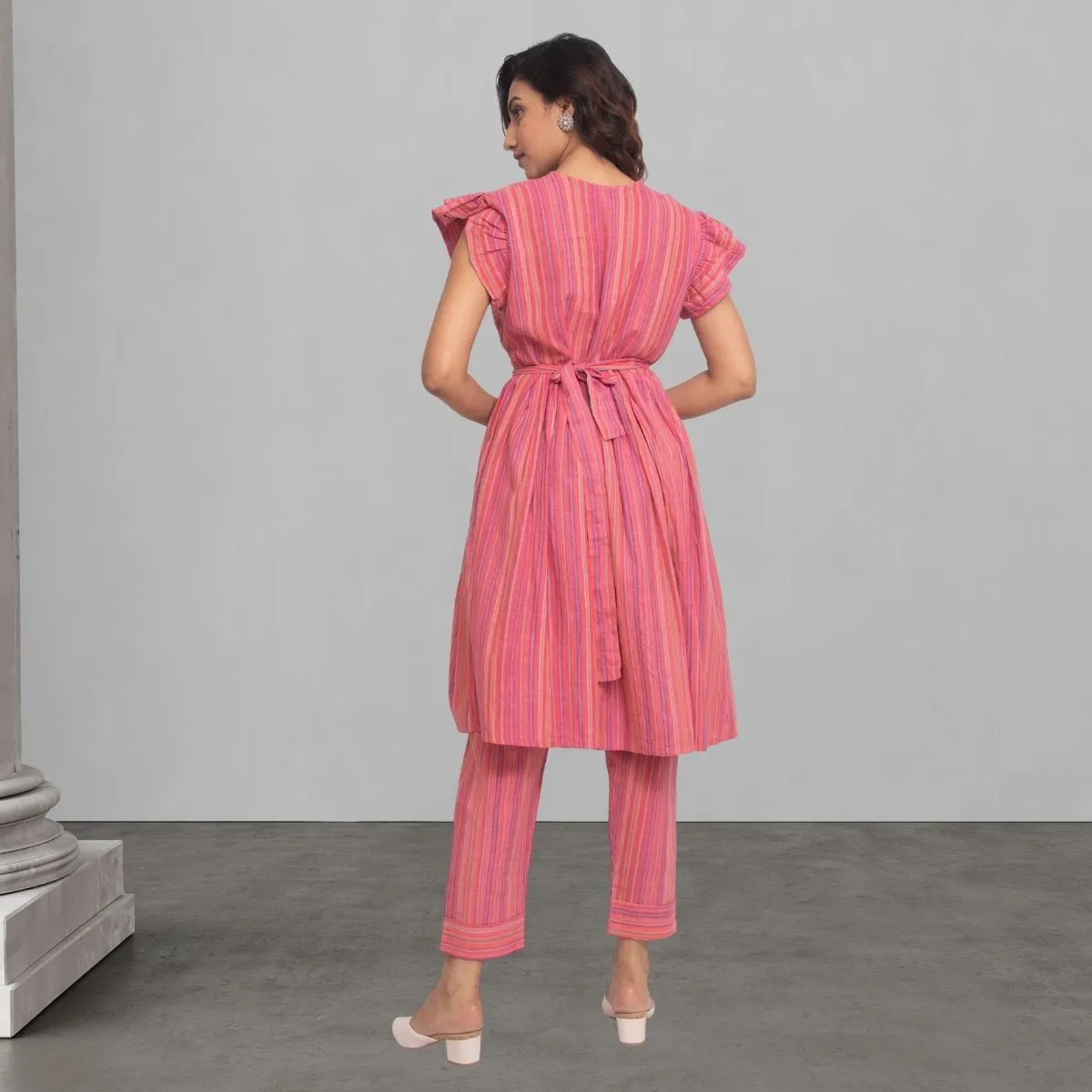 Pink Co-ord Set For Women | Stripe Textured | Smart And Feminine Design