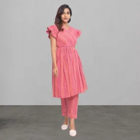 Pink Co-ord Set For Women | Stripe Textured | Smart And Feminine Design