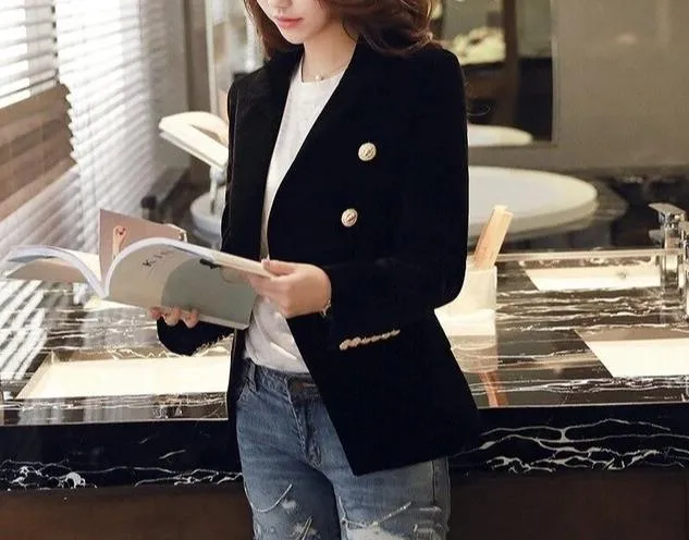 Women Blazer,  Velvet Blazer, Double Breast
